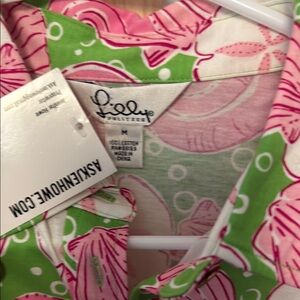 Lilly Pulitzer Pink and Green Floral Shirt